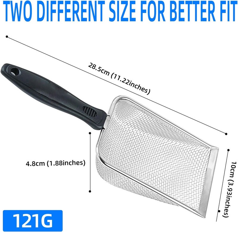 SmartTail Cat Litter Scoop, Stainless Steel Mesh Scoop Away Cat Litter, Kitty Litter Scoop 2.8mm Hole, Non-Stick Cat Litter Scoop for Crystal Litter|Pine Pellets|Small Pieces, Litter Cleaner Beach Mesh Shovel - Image 3